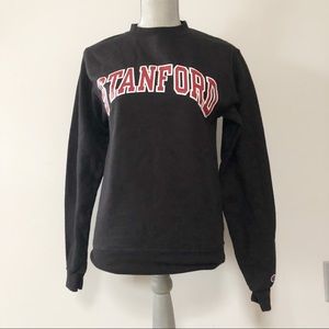 Champion Stanford University sweatshirt black with red white logo collegiate